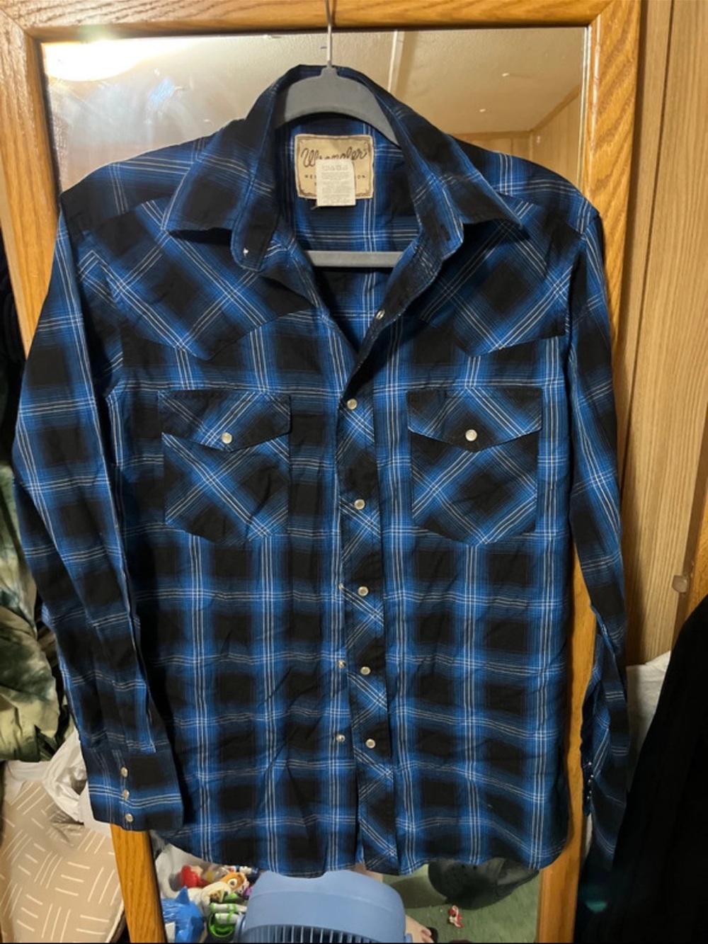 Men's Blue Plaid Western Shirt - Wrangler